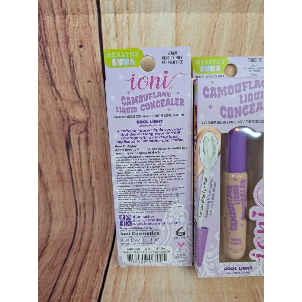4 PK Ioni Camouflage Liquid Concealer Cool Light with Caffeine & Niacinamide